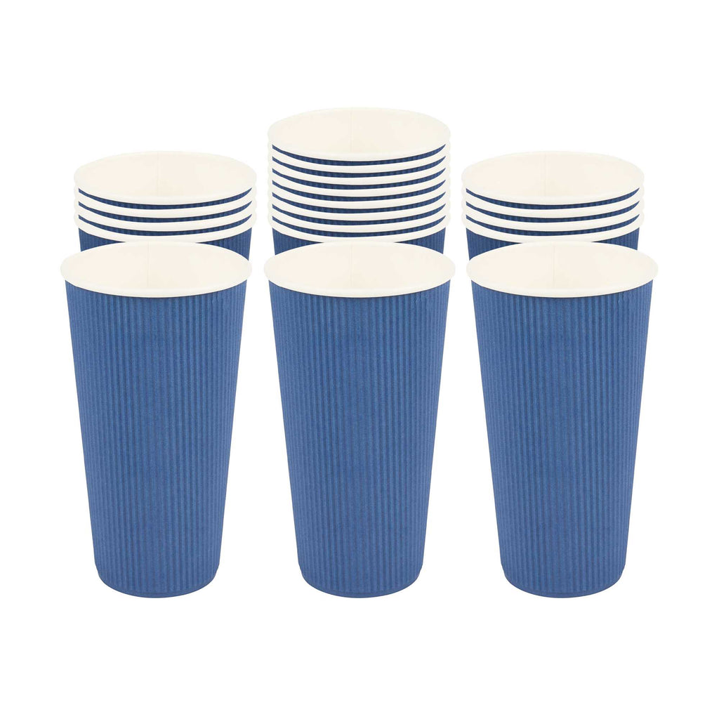 Restpresso 20 oz Midnight Blue Paper Coffee Cup - Ripple Wall - 3 1/2" x 3 1/2" x 6 1/4" - 250 count box