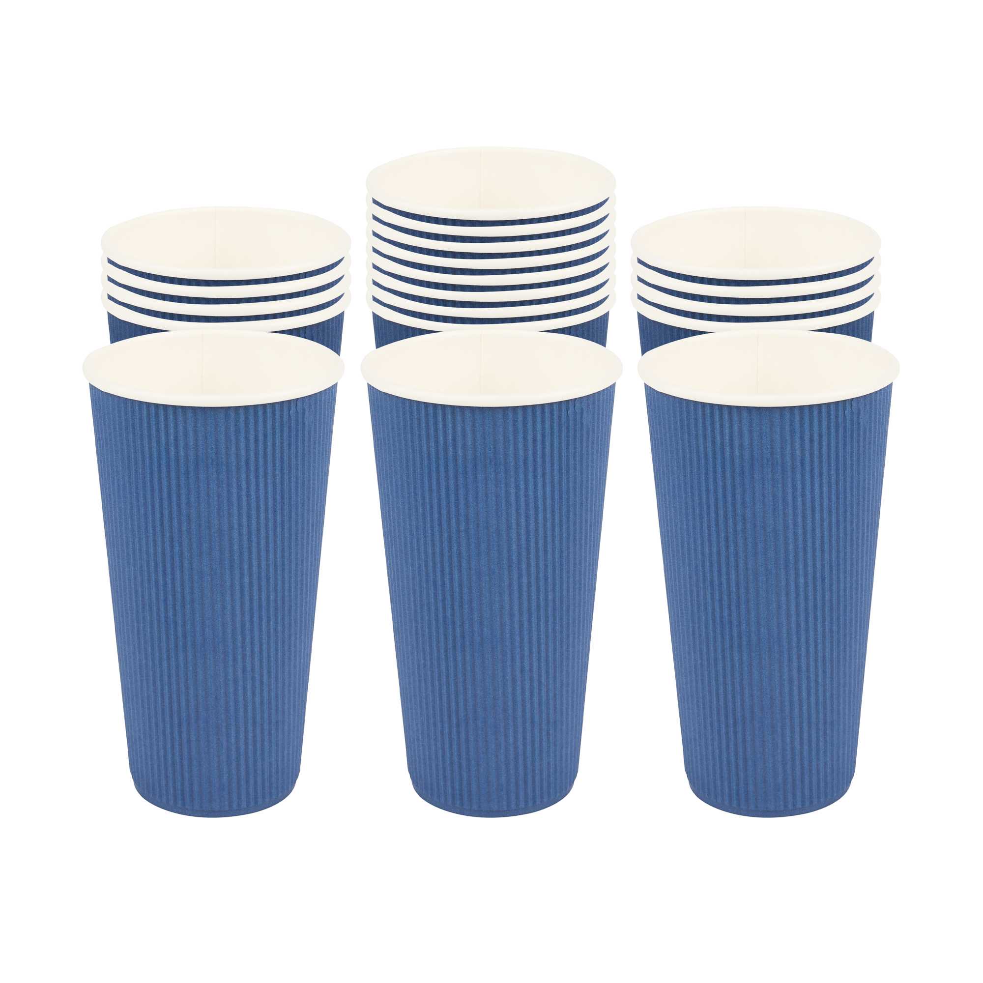 Restpresso 20 oz Midnight Blue Paper Coffee Cup - Ripple Wall - 3 1/2" x 3 1/2" x 6 1/4" - 250 count box