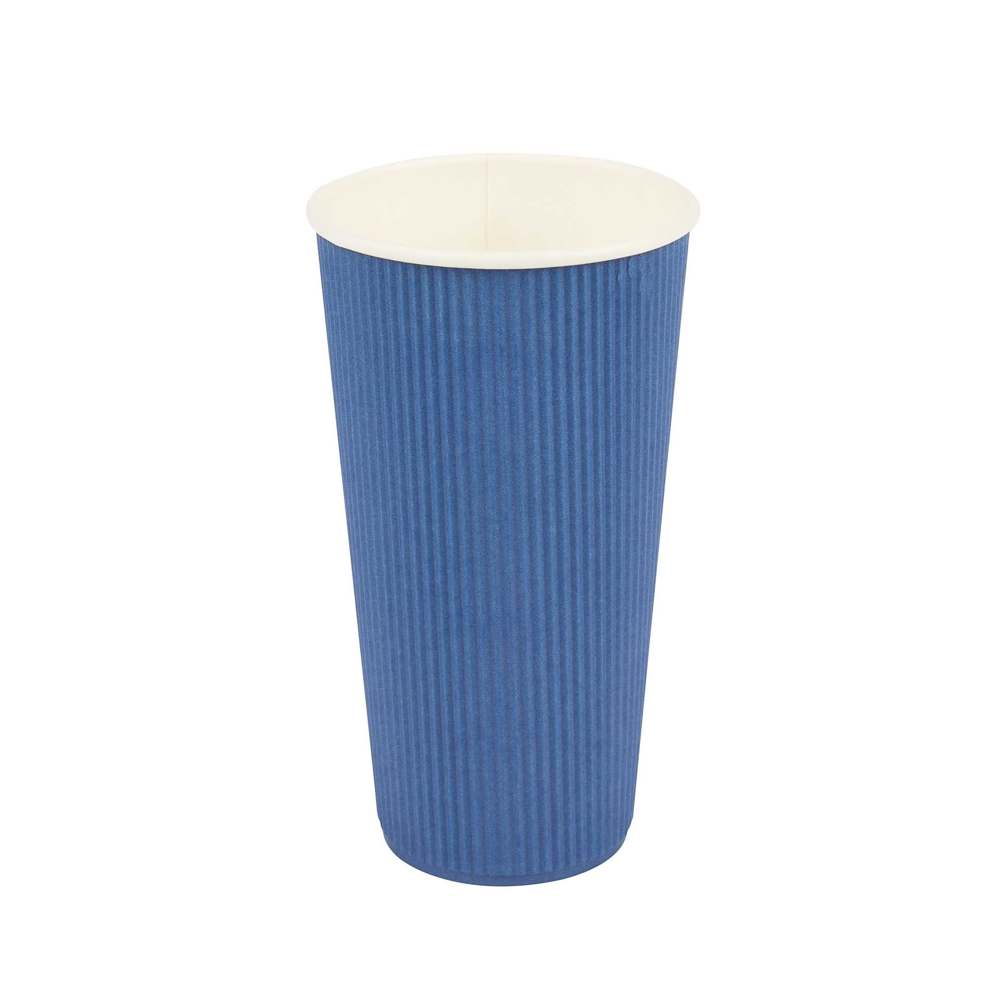 Restpresso 20 oz Midnight Blue Paper Coffee Cup - Ripple Wall - 3 1/2" x 3 1/2" x 6 1/4" - 250 count box