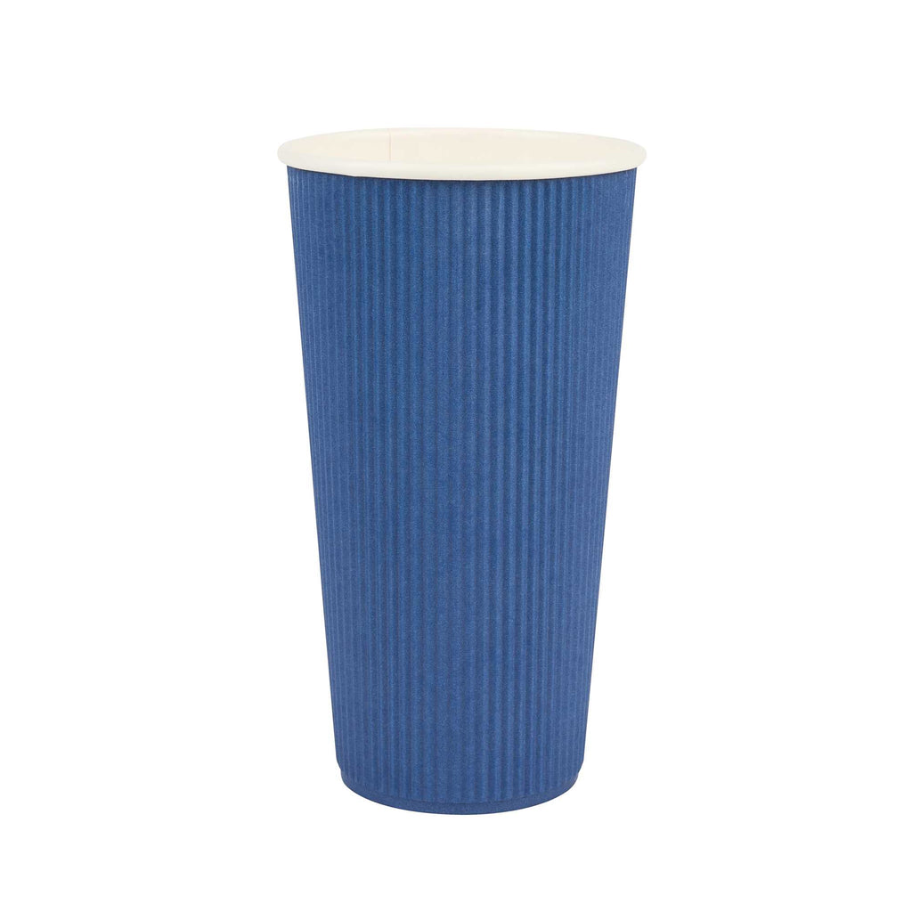Restpresso 20 oz Midnight Blue Paper Coffee Cup - Ripple Wall - 3 1/2" x 3 1/2" x 6 1/4" - 250 count box