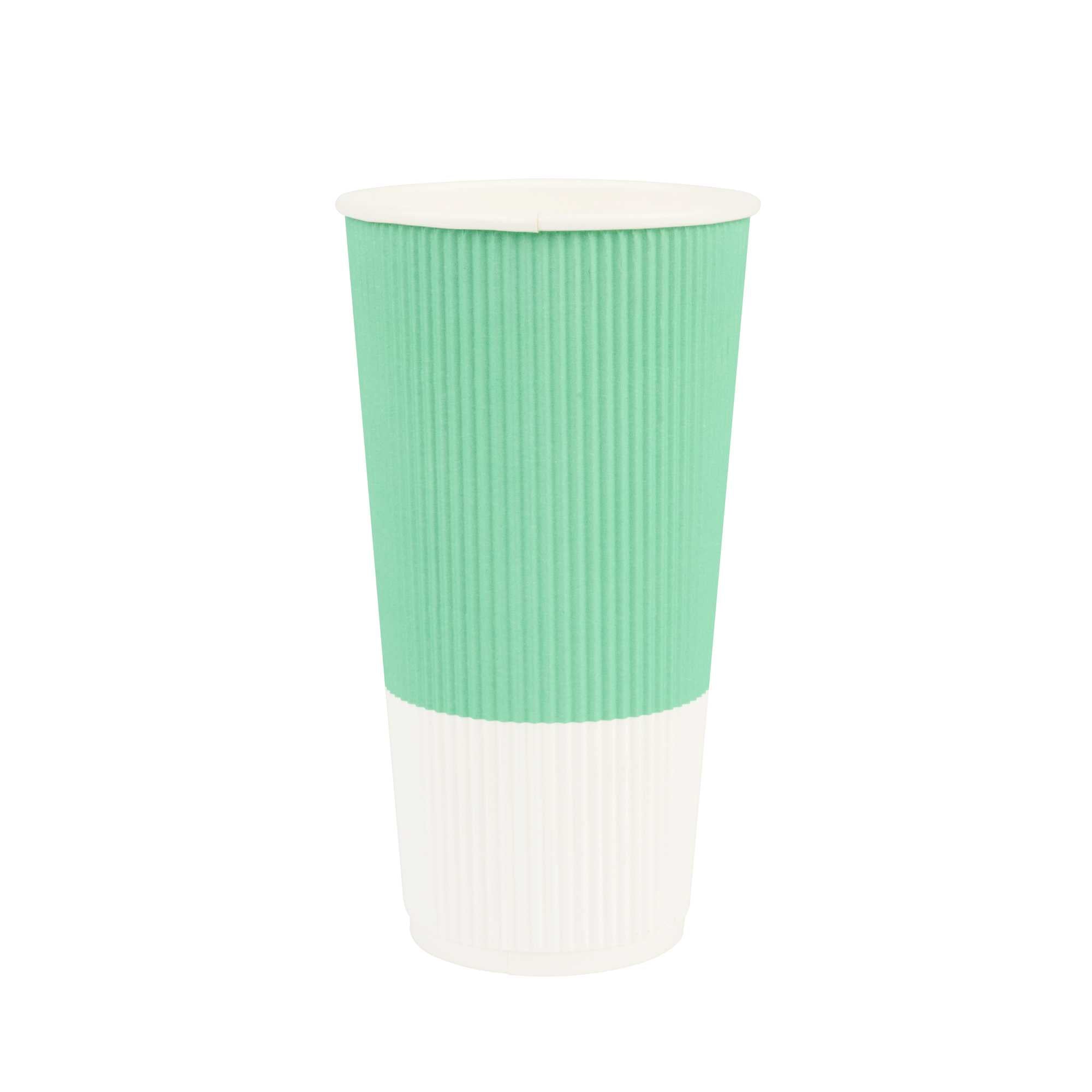 Restpresso 20 oz Light Green Paper Coffee Cup - Ripple Wall - 3 1/2" x 3 1/2" x 6 1/4" - 250 count box