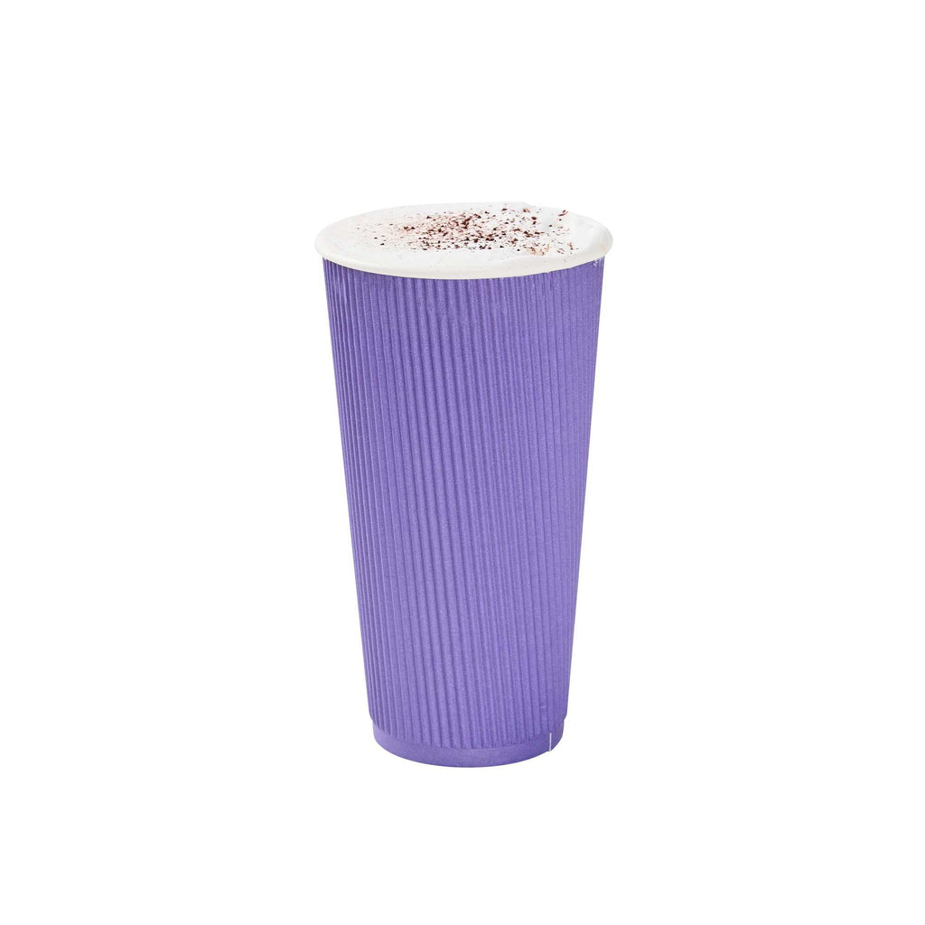 Restpresso 20 oz Royal Purple Paper Coffee Cup - Ripple Wall - 3 1/2" x 3 1/2" x 6 1/4" - 10 count box