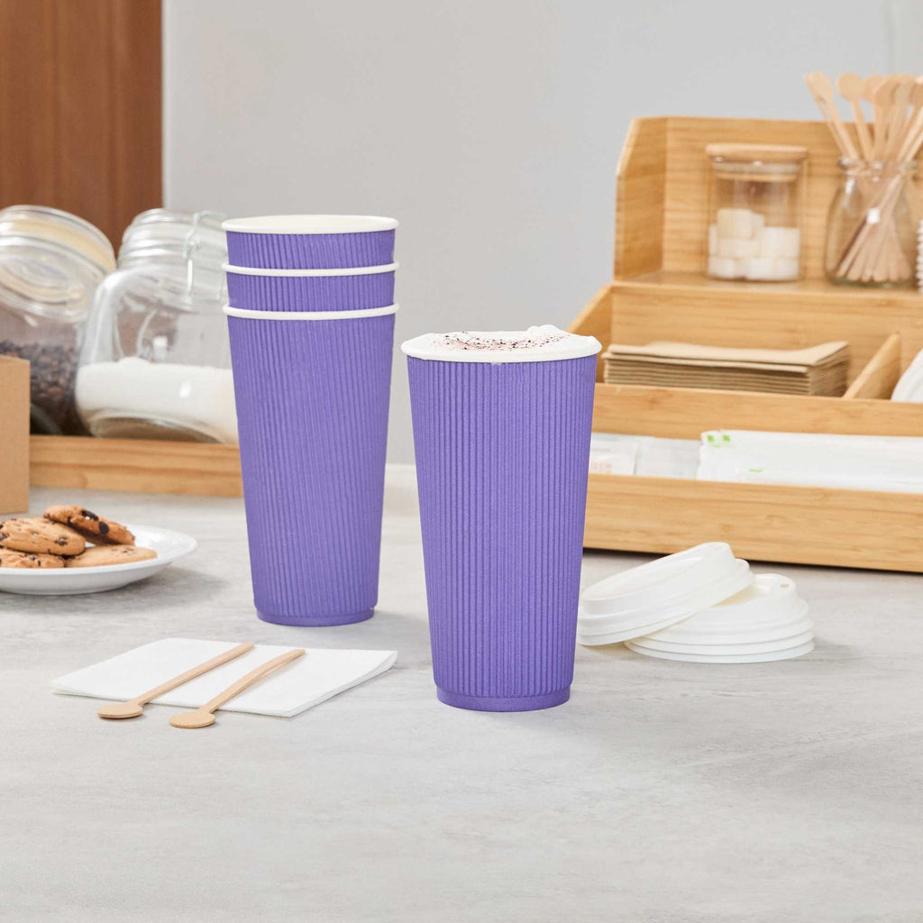 Restpresso 20 oz Royal Purple Paper Coffee Cup - Ripple Wall - 3 1/2" x 3 1/2" x 6 1/4" - 250 count box
