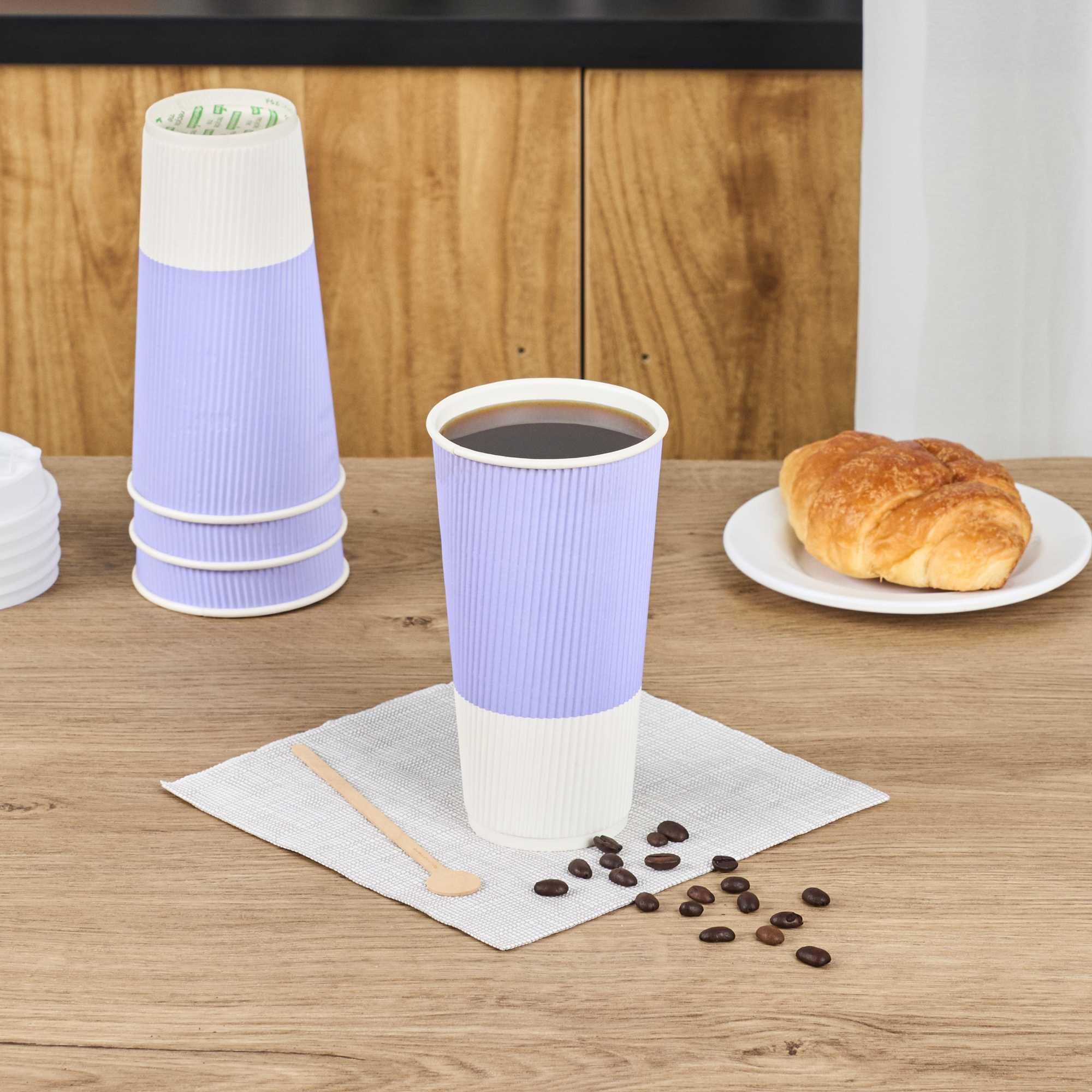 Restpresso 20 oz Light Purple Paper Coffee Cup - Ripple Wall - 3 1/2" x 3 1/2" x 6 1/4" - 250 count box