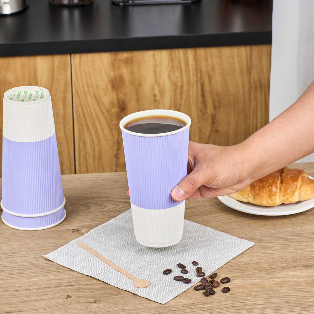 Restpresso 20 oz Light Purple Paper Coffee Cup - Ripple Wall - 3 1/2" x 3 1/2" x 6 1/4" - 250 count box
