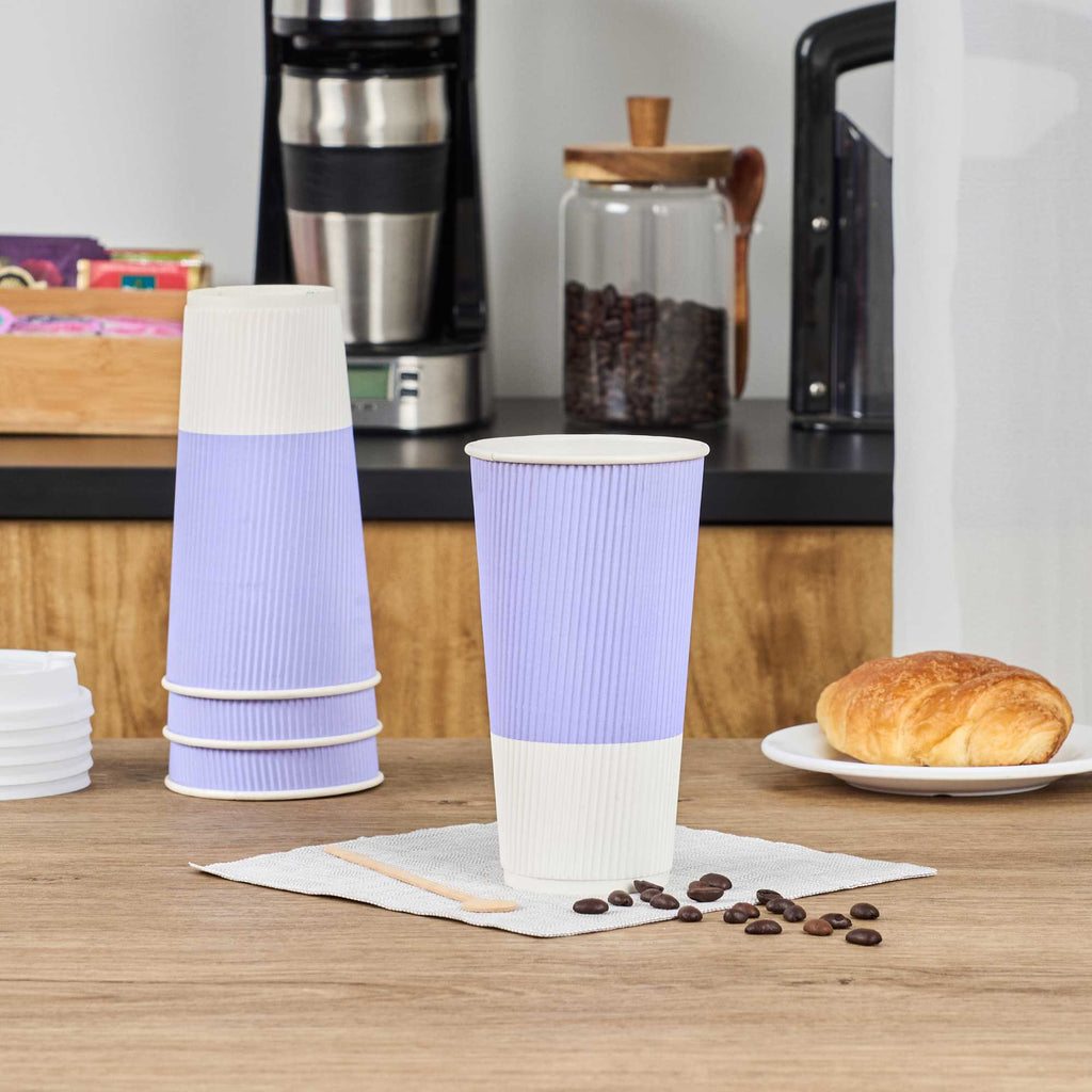 Restpresso 20 oz Light Purple Paper Coffee Cup - Ripple Wall - 3 1/2" x 3 1/2" x 6 1/4" - 250 count box
