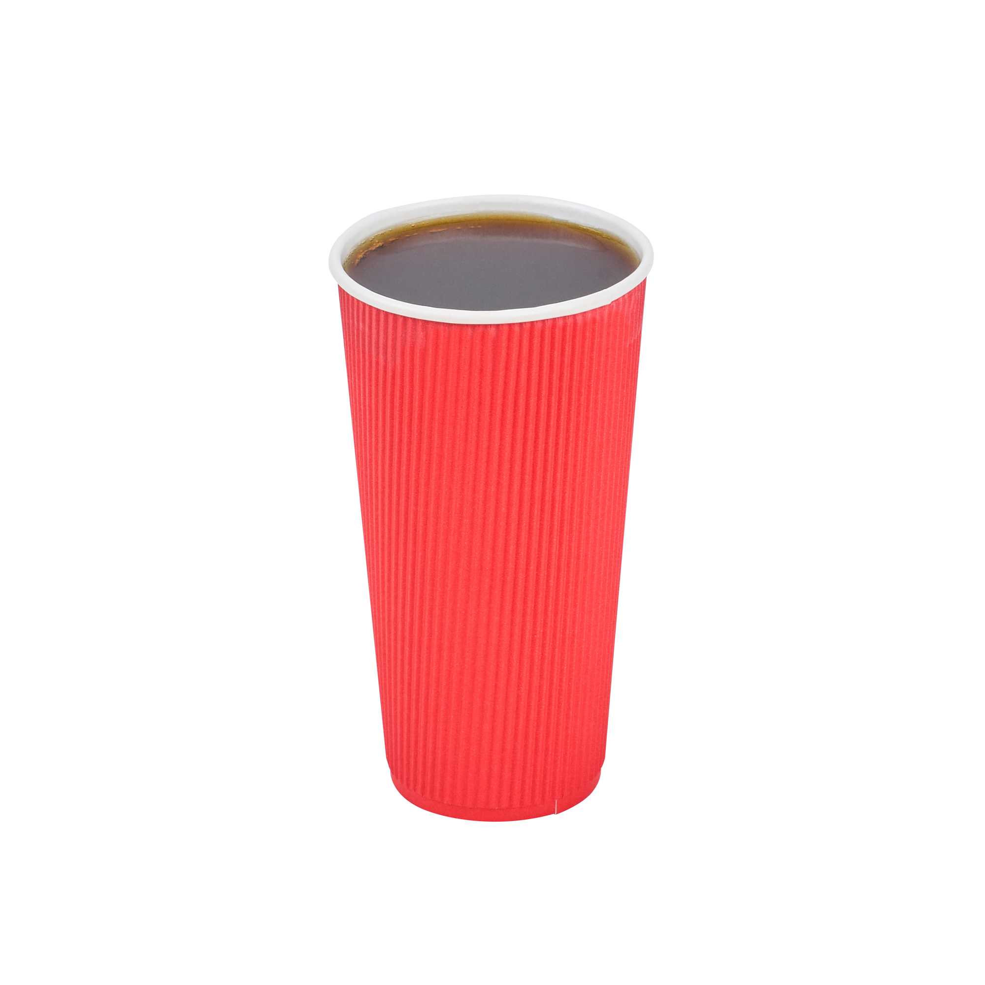 Restpresso 20 oz Red Paper Coffee Cup - Ripple Wall - 3 1/2" x 3 1/2" x 6 1/4" - 250 count box