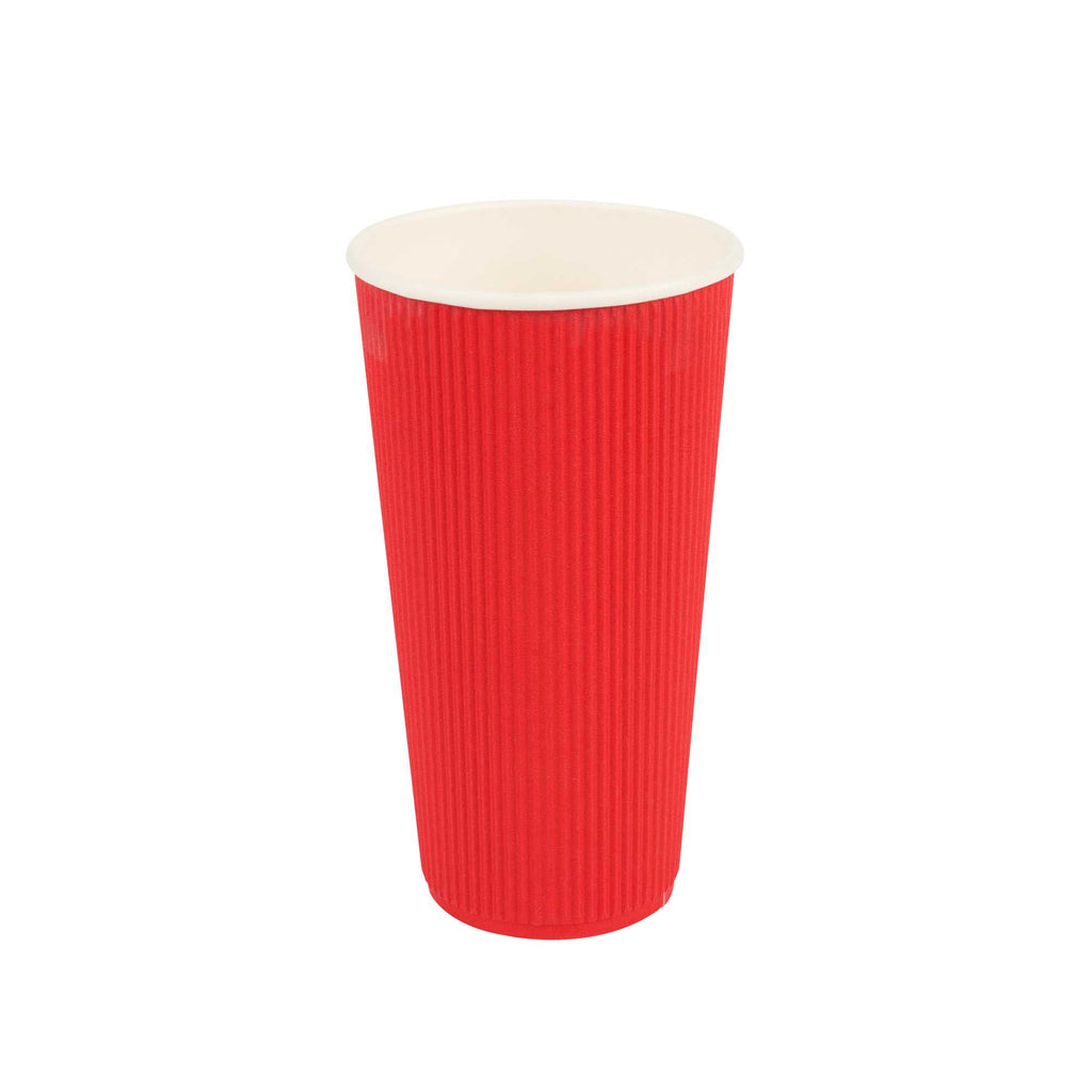 Restpresso 20 oz Red Paper Coffee Cup - Ripple Wall - 3 1/2" x 3 1/2" x 6 1/4" - 250 count box