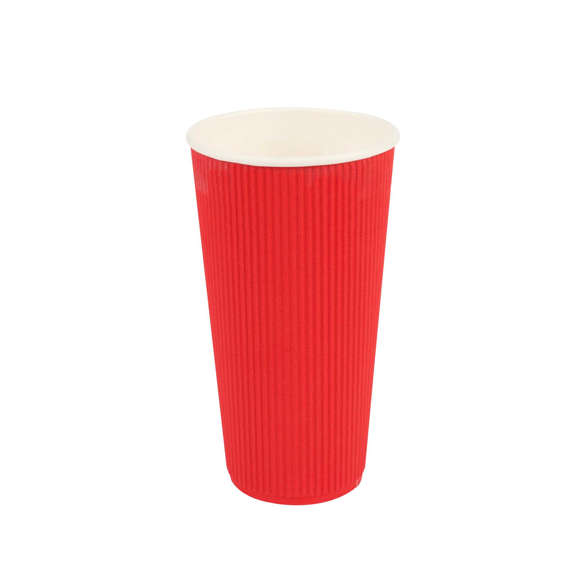 Restpresso 20 oz Red Paper Coffee Cup - Ripple Wall - 3 1/2" x 3 1/2" x 6 1/4" - 250 count box