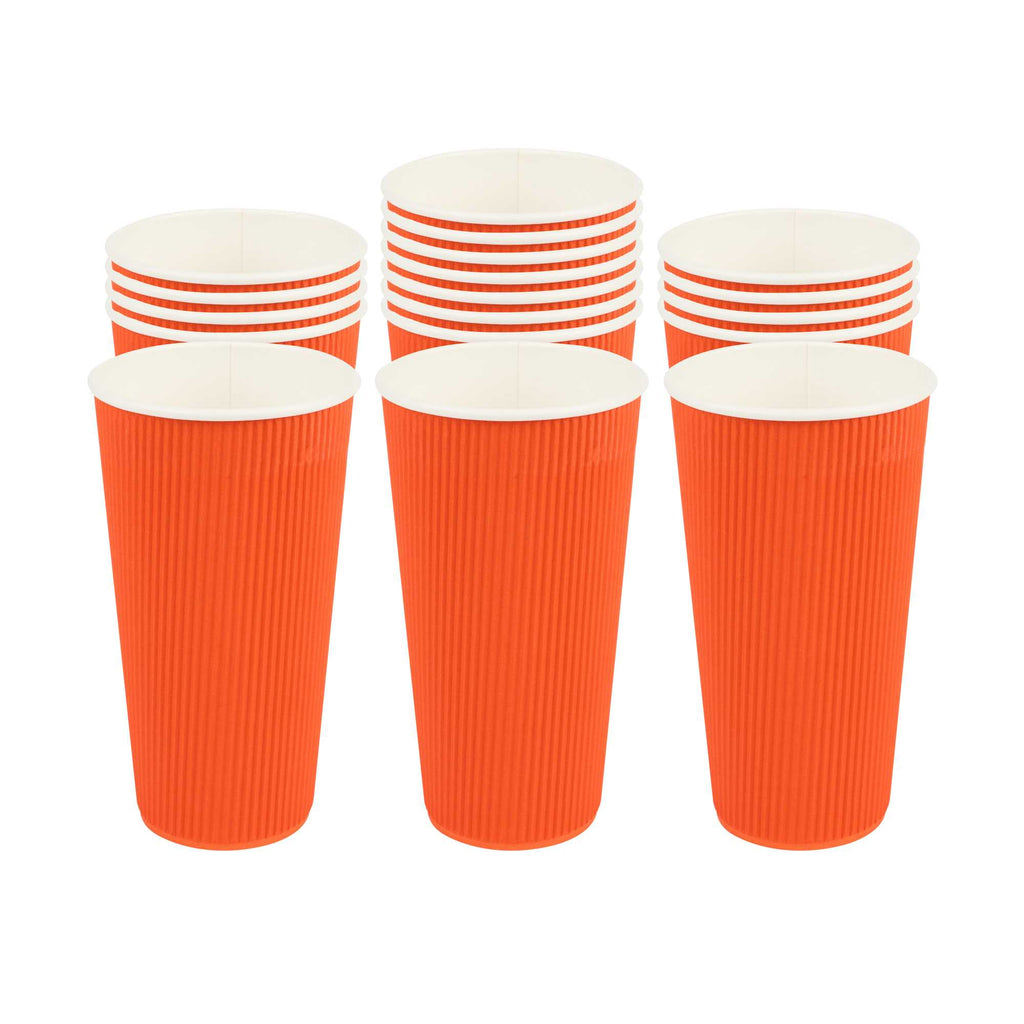 Restpresso 20 oz Tangerine Orange Paper Coffee Cup - Ripple Wall - 3 1/2" x 3 1/2" x 6 1/4" - 10 count box
