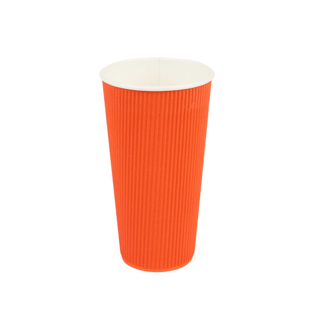 Restpresso 20 oz Tangerine Orange Paper Coffee Cup - Ripple Wall - 3 1/2" x 3 1/2" x 6 1/4" - 10 count box