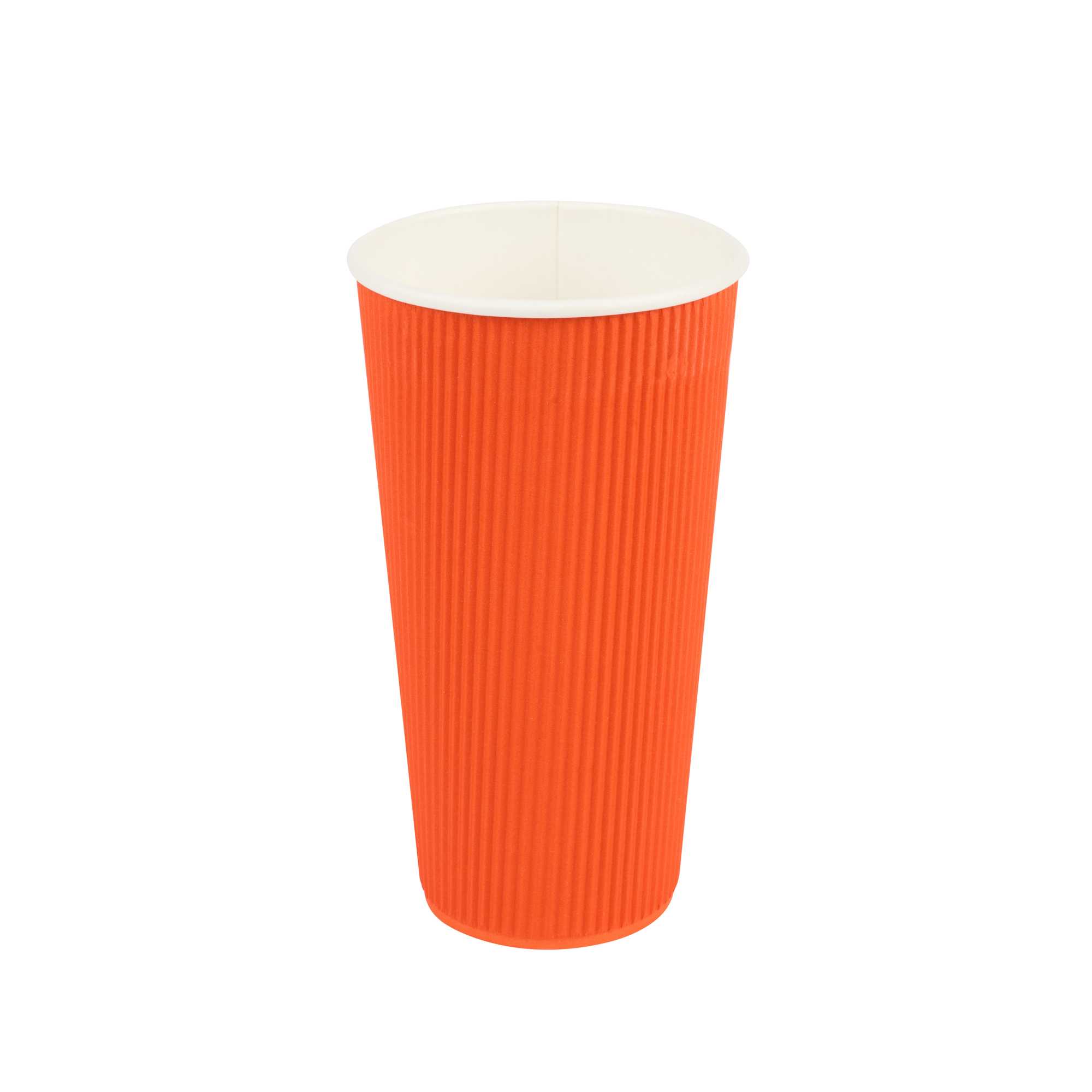 Restpresso 20 oz Tangerine Orange Paper Coffee Cup - Ripple Wall - 3 1/2" x 3 1/2" x 6 1/4" - 10 count box