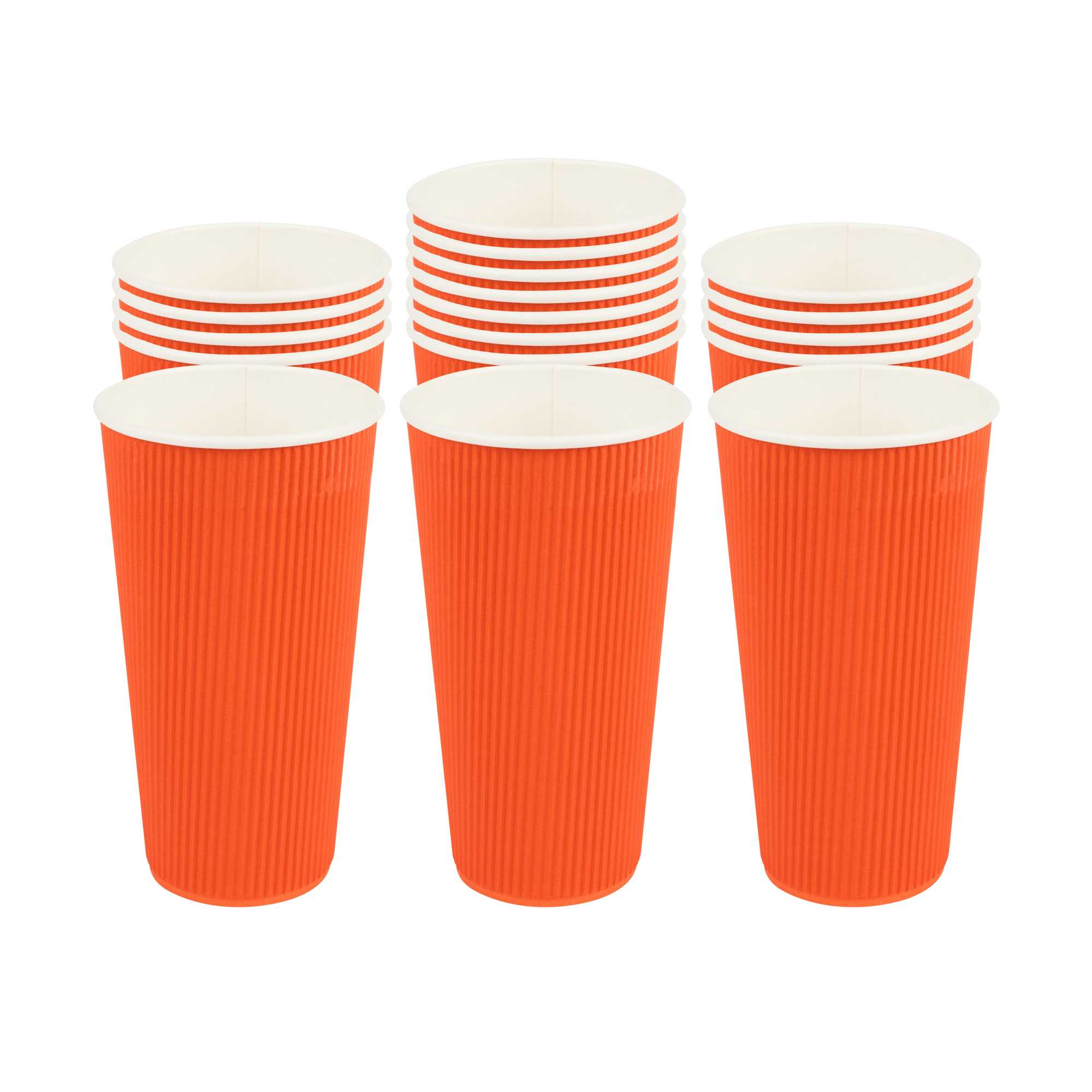 Restpresso 20 oz Tangerine Paper Coffee Cup - Ripple Wall - 3 1/2" x 3 1/2" x 6 1/4" - 250 count box
