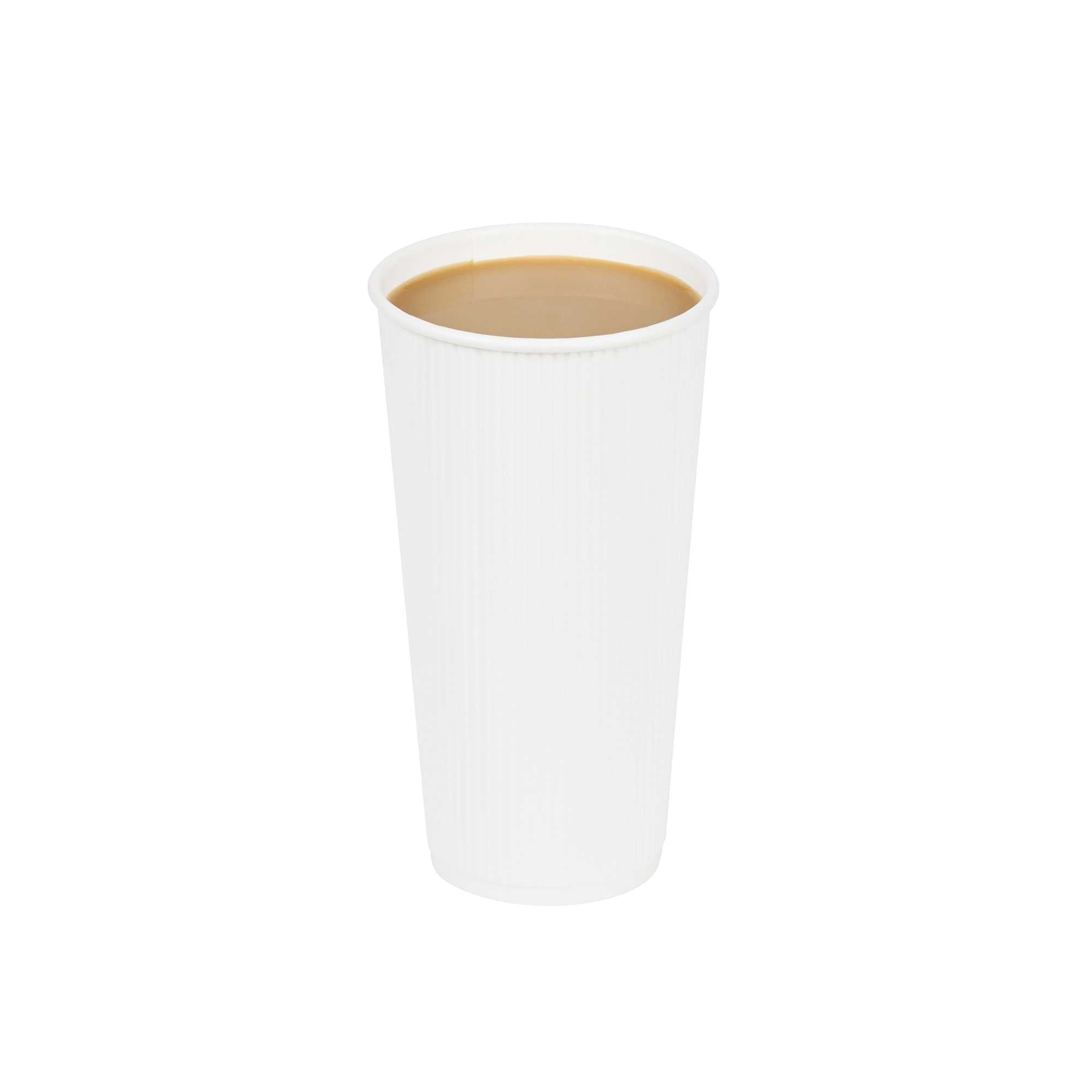Restpresso 20 oz White Paper Coffee Cup - Ripple Wall - 3 1/2" x 3 1/2" x 6 1/4" - 250 count box