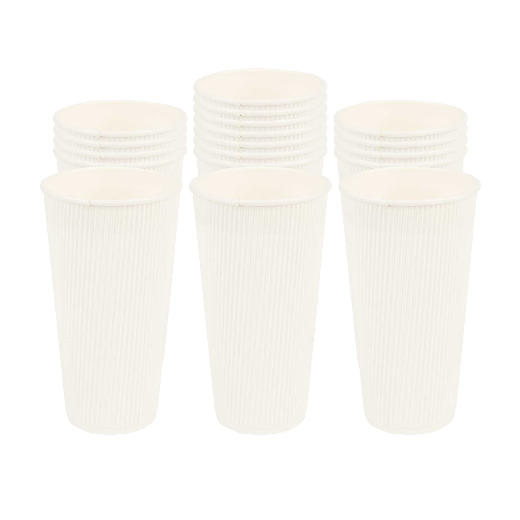 Restpresso 20 oz White Paper Coffee Cup - Ripple Wall - 3 1/2" x 3 1/2" x 6 1/4" - 10 count box