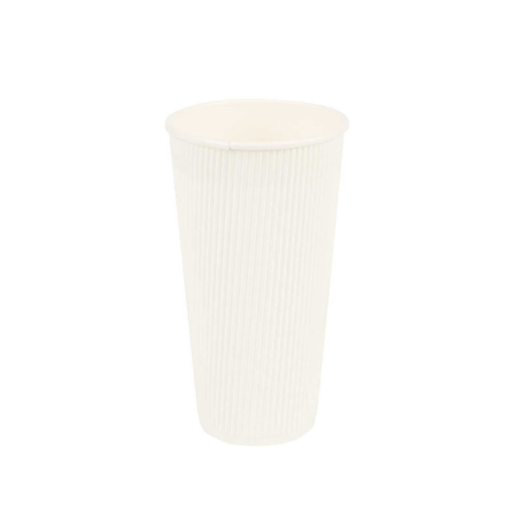 Restpresso 20 oz White Paper Coffee Cup - Ripple Wall - 3 1/2" x 3 1/2" x 6 1/4" - 10 count box