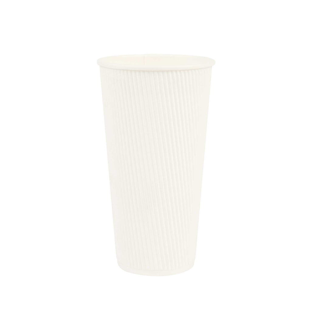 Restpresso 20 oz White Paper Coffee Cup - Ripple Wall - 3 1/2" x 3 1/2" x 6 1/4" - 10 count box