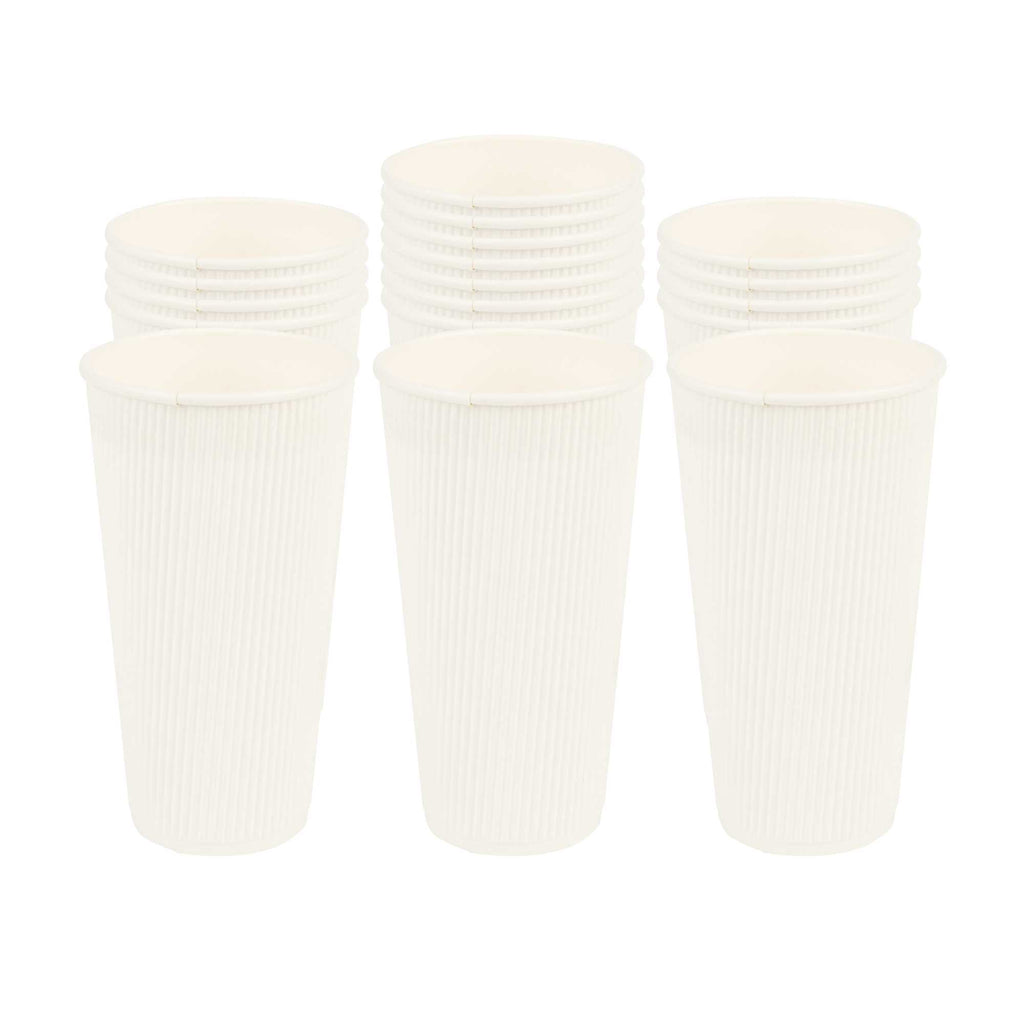 Restpresso 20 oz White Paper Coffee Cup - Ripple Wall - 3 1/2" x 3 1/2" x 6 1/4" - 250 count box