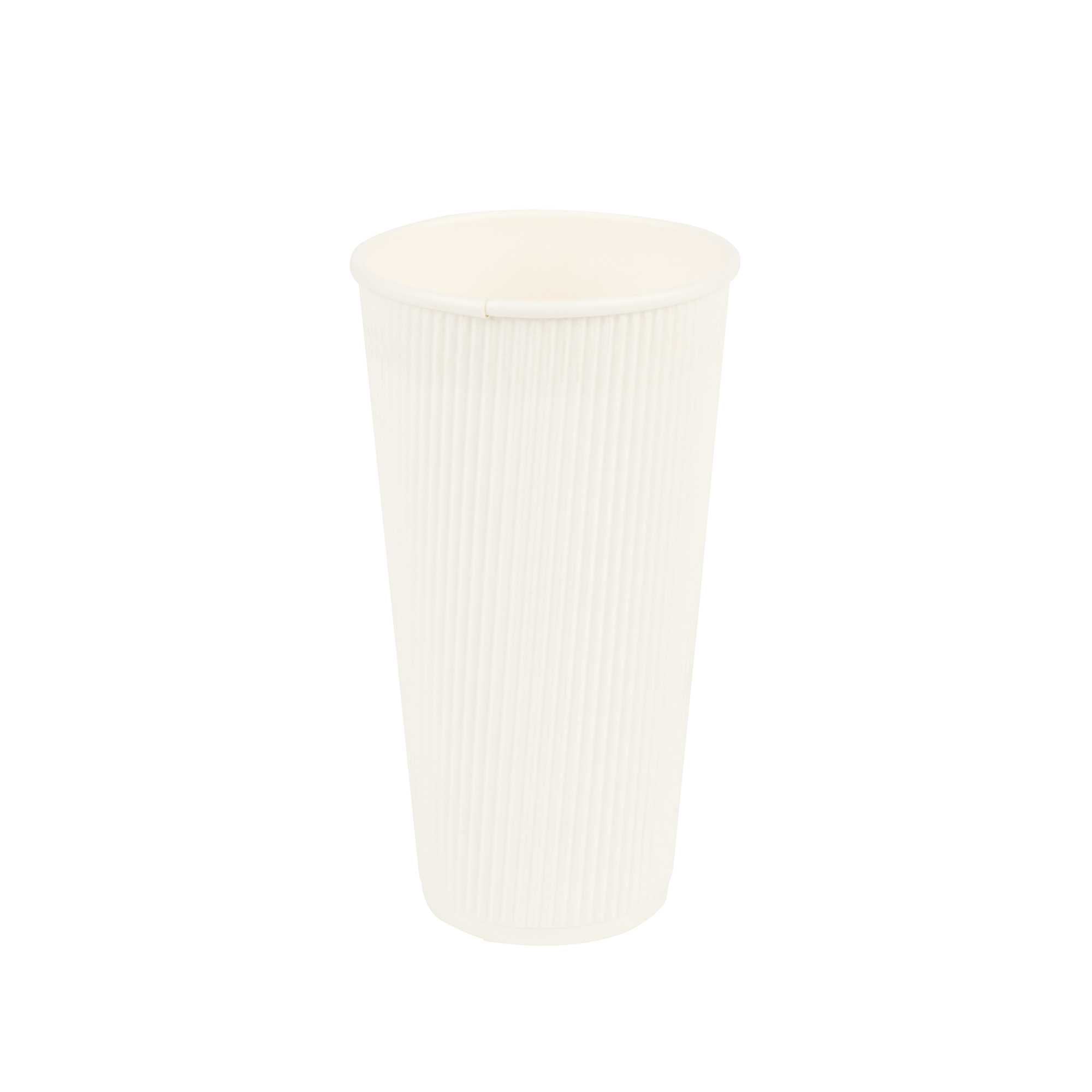 Restpresso 20 oz White Paper Coffee Cup - Ripple Wall - 3 1/2" x 3 1/2" x 6 1/4" - 250 count box