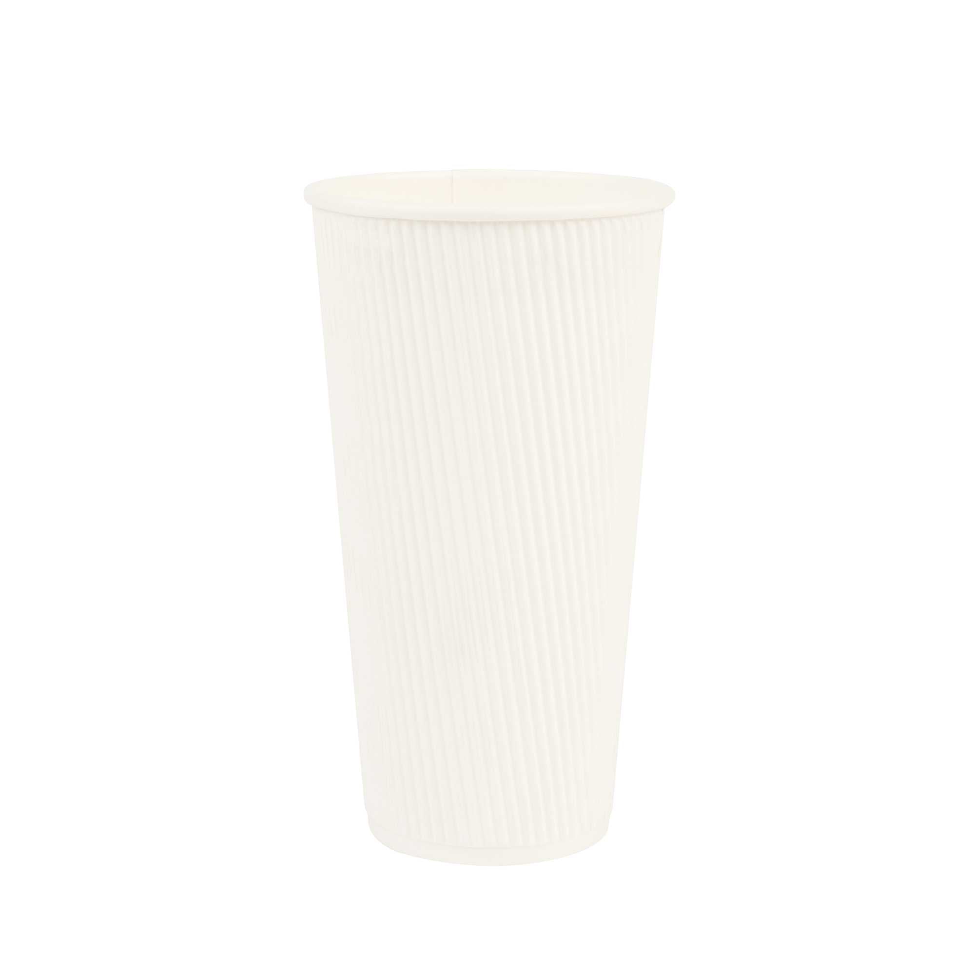 Restpresso 20 oz White Paper Coffee Cup - Ripple Wall - 3 1/2" x 3 1/2" x 6 1/4" - 250 count box