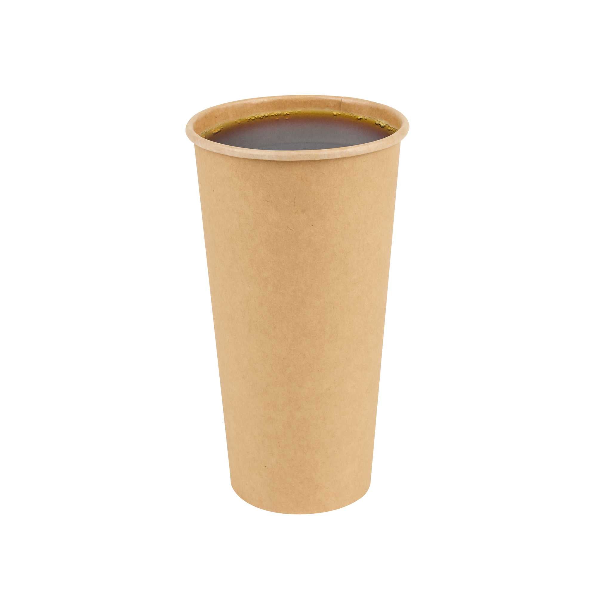 Restpresso 20 oz Natural Paper Unbleached Coffee Cup - Single Wall - 3 1/2" x 3 1/2" x 6 1/4" - 10 count box