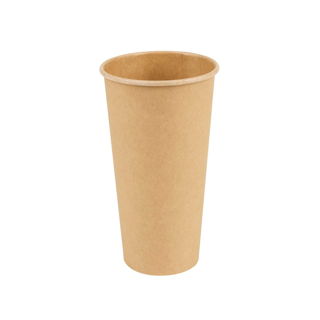 Restpresso 20 oz Natural Paper Unbleached Coffee Cup - Single Wall - 3 1/2" x 3 1/2" x 6 1/4" - 10 count box