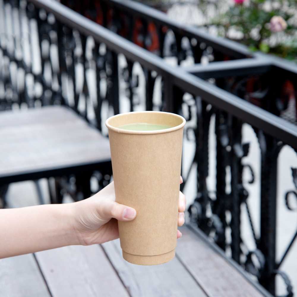 Restpresso 20 oz Natural Paper Unbleached Coffee Cup - Single Wall - 3 1/2" x 3 1/2" x 6 1/4" - 10 count box