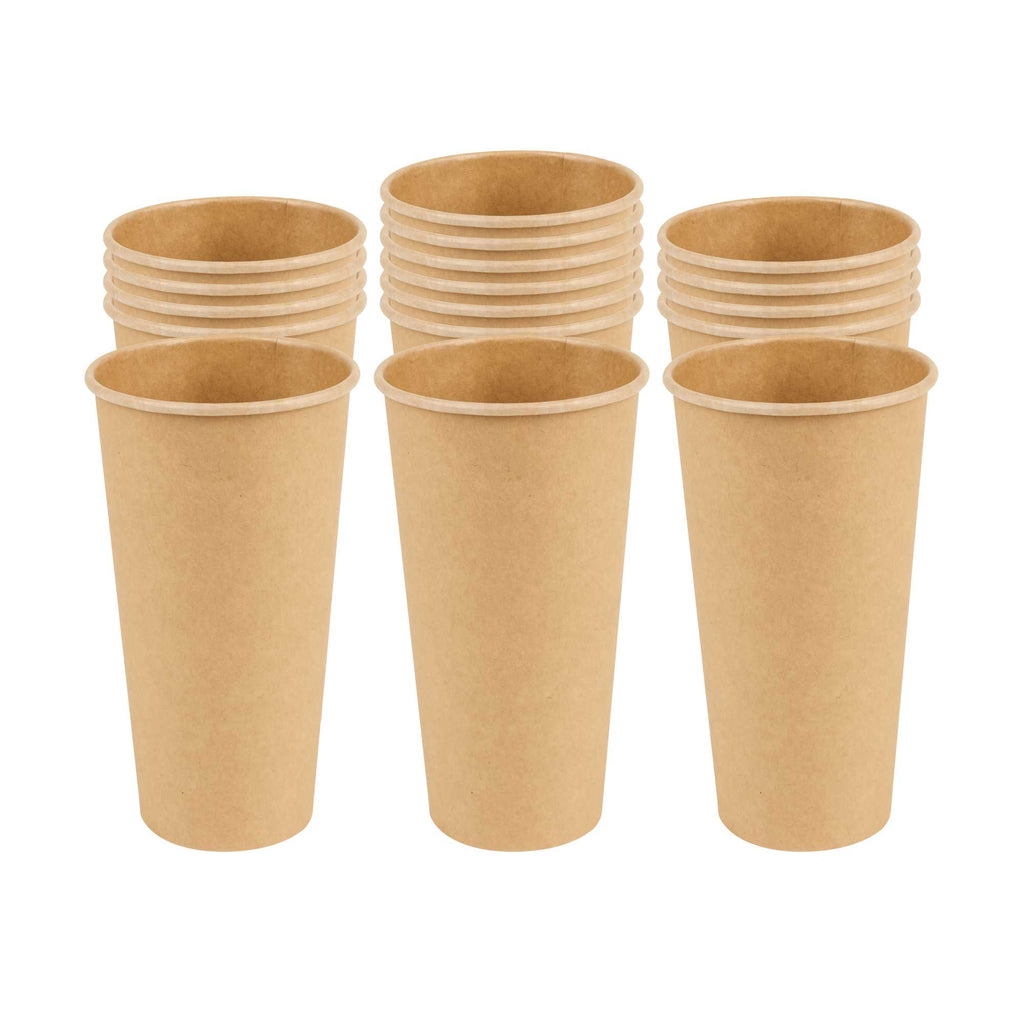 Restpresso 20 oz Natural Paper Unbleached Coffee Cup - Single Wall - 3 1/2" x 3 1/2" x 6 1/4" - 250 count box