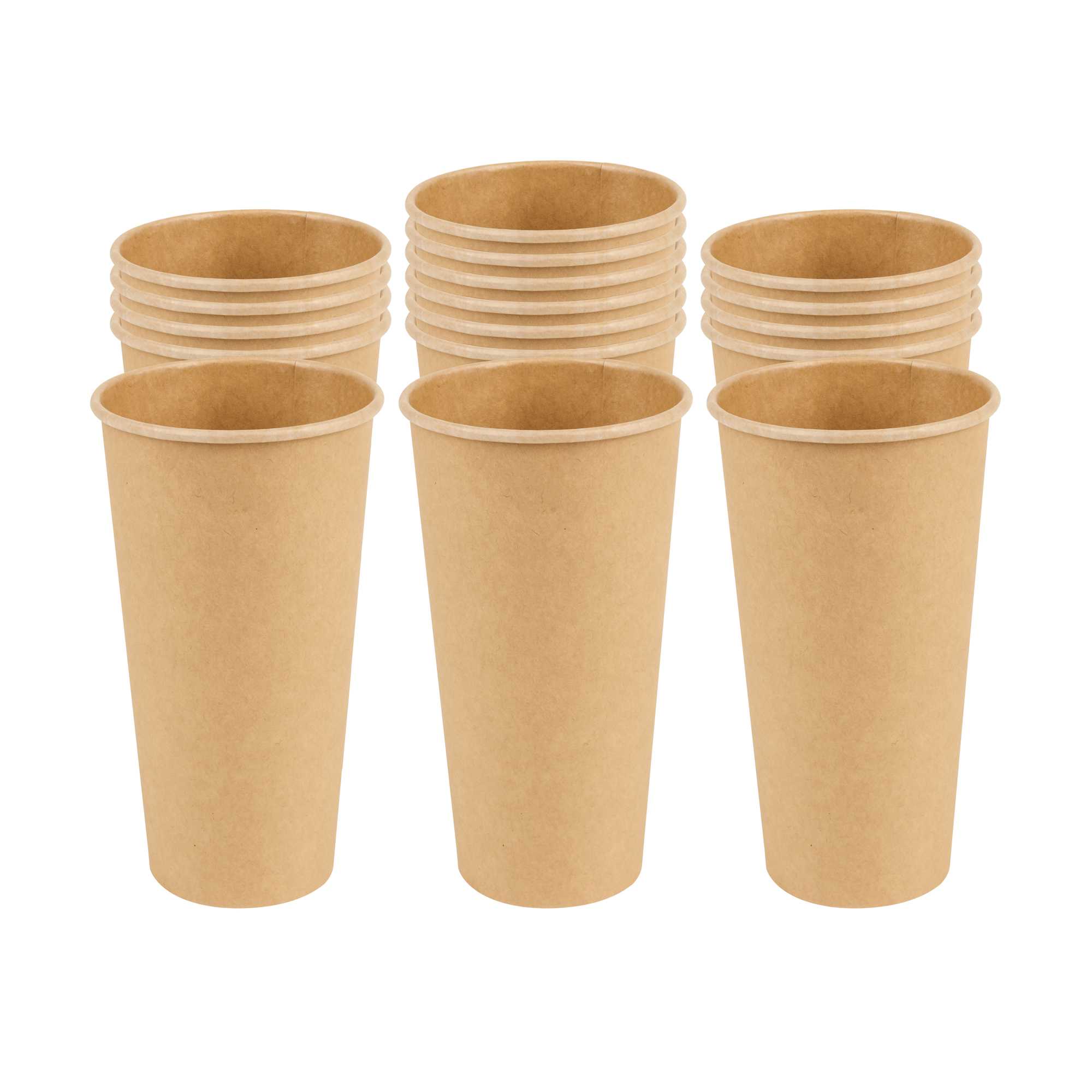 Restpresso 20 oz Natural Paper Unbleached Coffee Cup - Single Wall - 3 1/2" x 3 1/2" x 6 1/4" - 250 count box