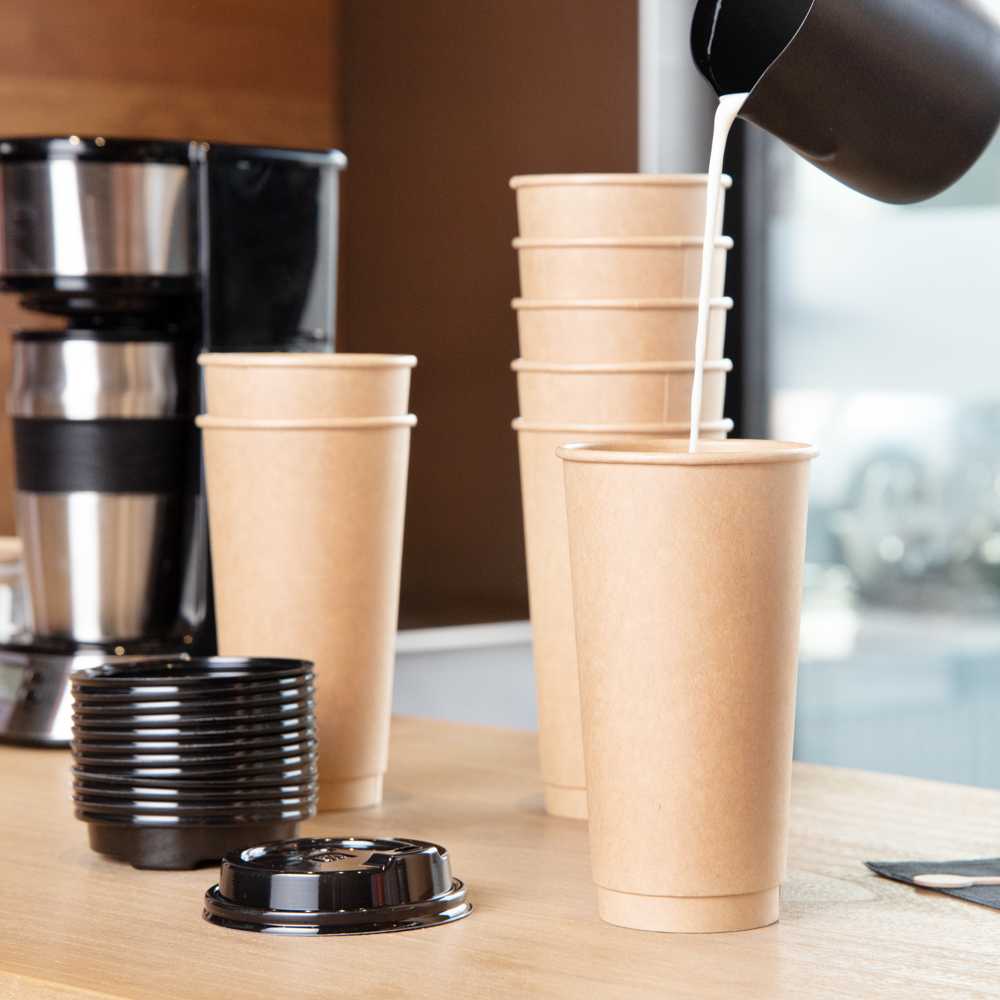 Restpresso 20 oz Natural Paper Unbleached Coffee Cup - Single Wall - 3 1/2" x 3 1/2" x 6 1/4" - 250 count box
