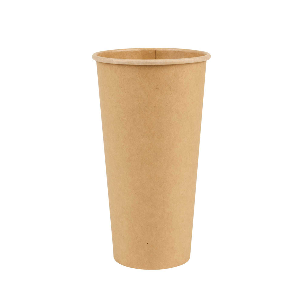 Restpresso 20 oz Natural Paper Unbleached Coffee Cup - Single Wall - 3 1/2" x 3 1/2" x 6 1/4" - 250 count box