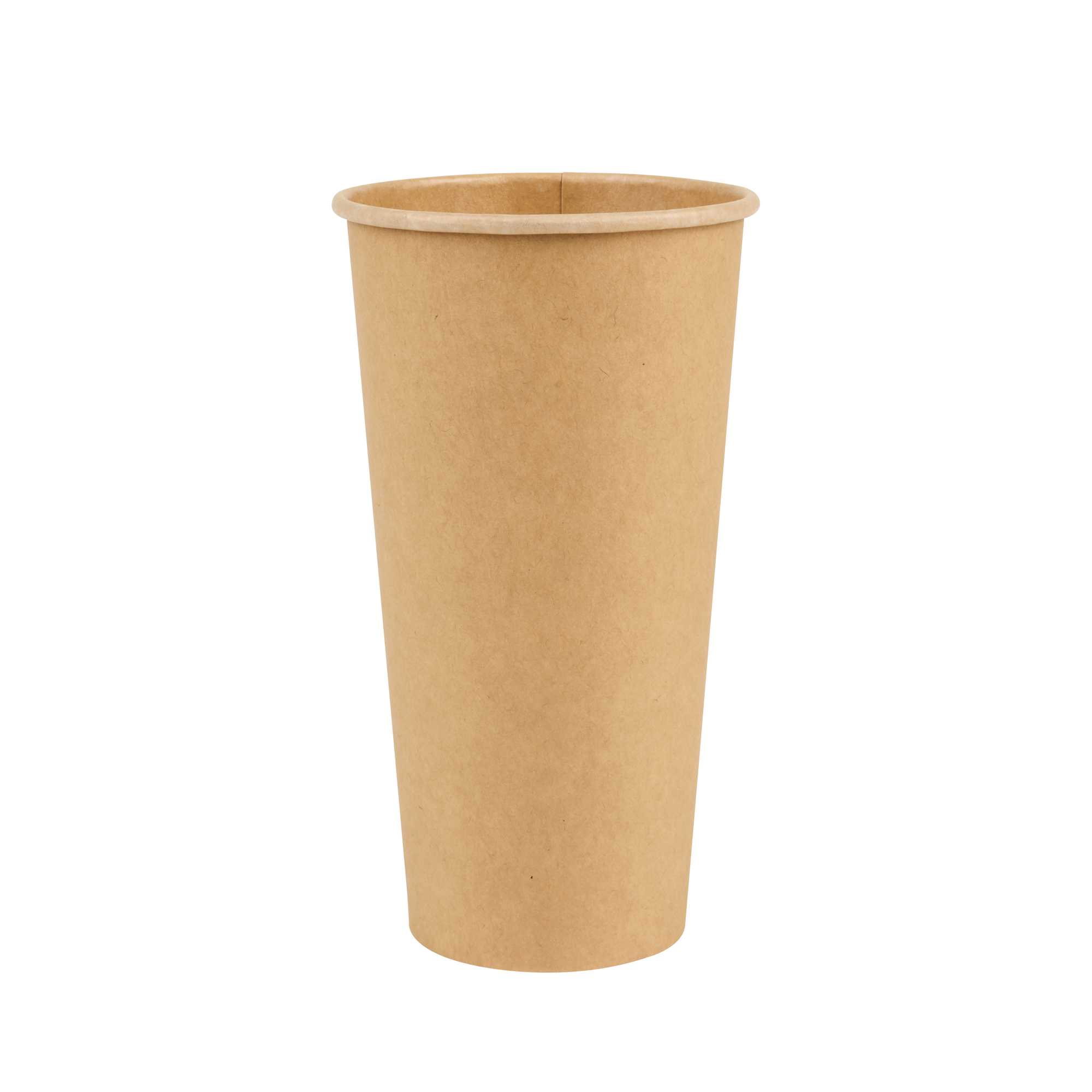 Restpresso 20 oz Natural Paper Unbleached Coffee Cup - Single Wall - 3 1/2" x 3 1/2" x 6 1/4" - 250 count box