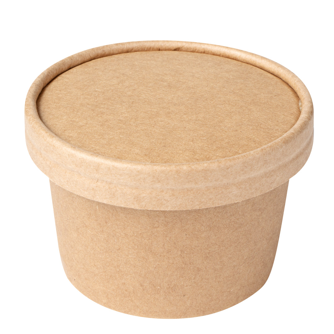 Coppetta Round Kraft Paper To Go Cup Lid - Fits 5 oz - 3 1/2" x 3 1/2" x 1/2" - 50 count box