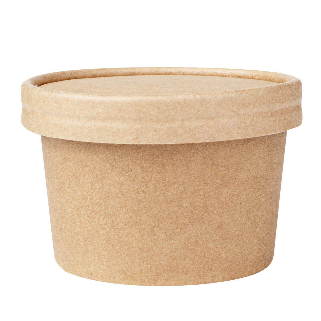 Coppetta Round Kraft Paper To Go Cup Lid - Fits 5 oz - 3 1/2" x 3 1/2" x 1/2" - 50 count box