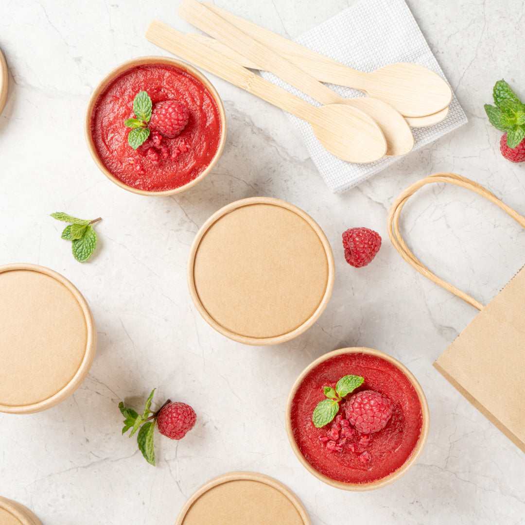 Coppetta Round Kraft Paper To Go Cup Lid - Fits 5 oz - 3 1/2" x 3 1/2" x 1/2" - 50 count box