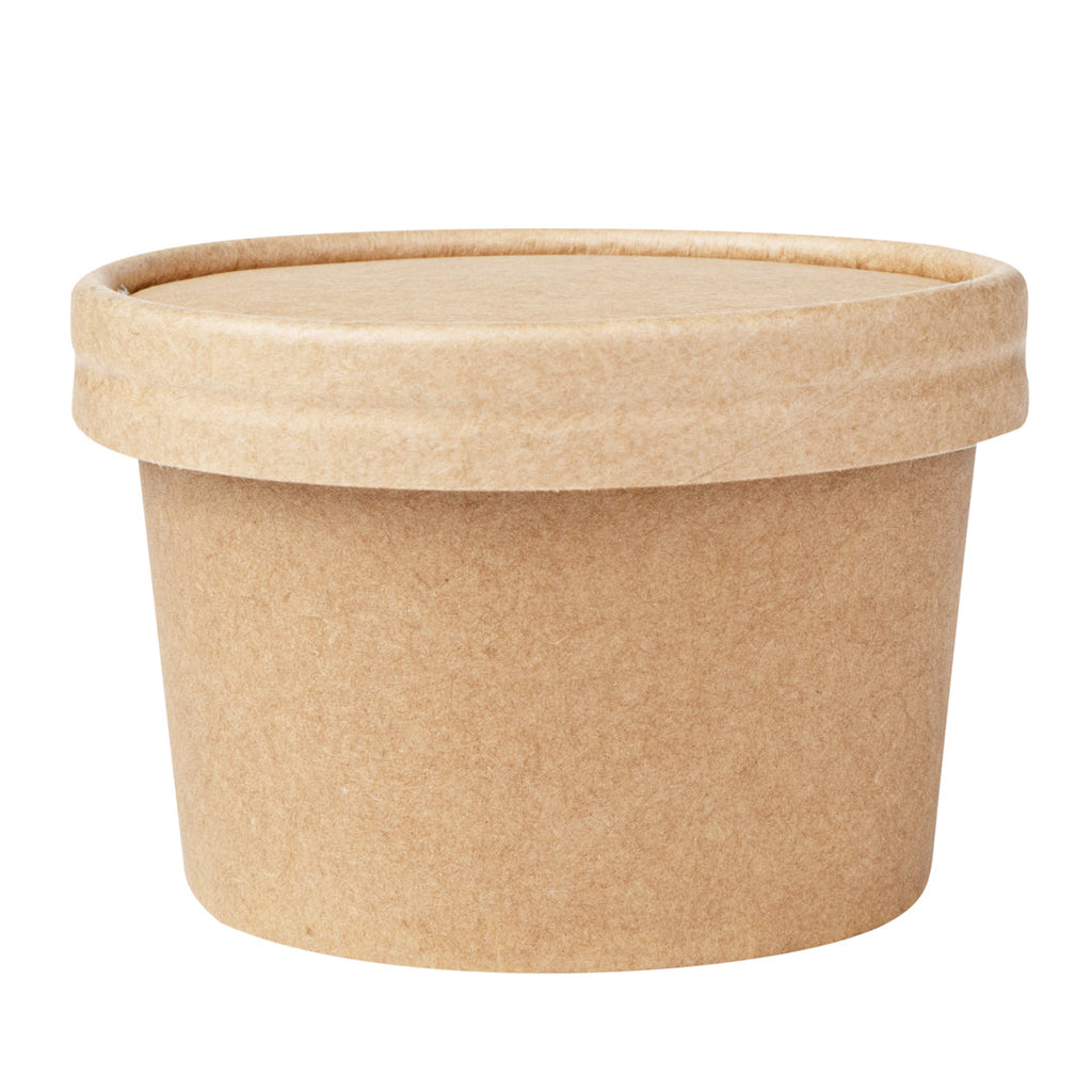 Coppetta Round Kraft Paper To Go Cup Lid - Fits 5 oz - 3 1/2" x 3 1/2" x 1/2" - 200 count box
