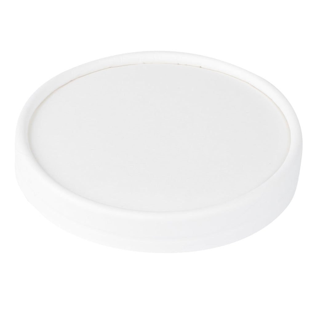 Coppetta Round White Paper To Go Cup Lid - Fits 5 oz - 3 1/2" x 3 1/2" x 1/2" - 50 count box