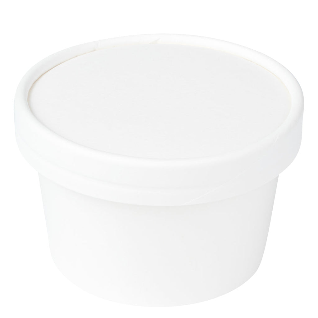 Coppetta Round White Paper To Go Cup Lid - Fits 5 oz - 3 1/2" x 3 1/2" x 1/2" - 50 count box