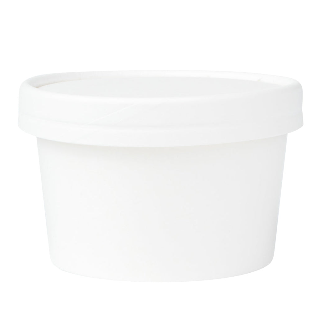 Coppetta Round White Paper To Go Cup Lid - Fits 5 oz - 3 1/2" x 3 1/2" x 1/2" - 50 count box