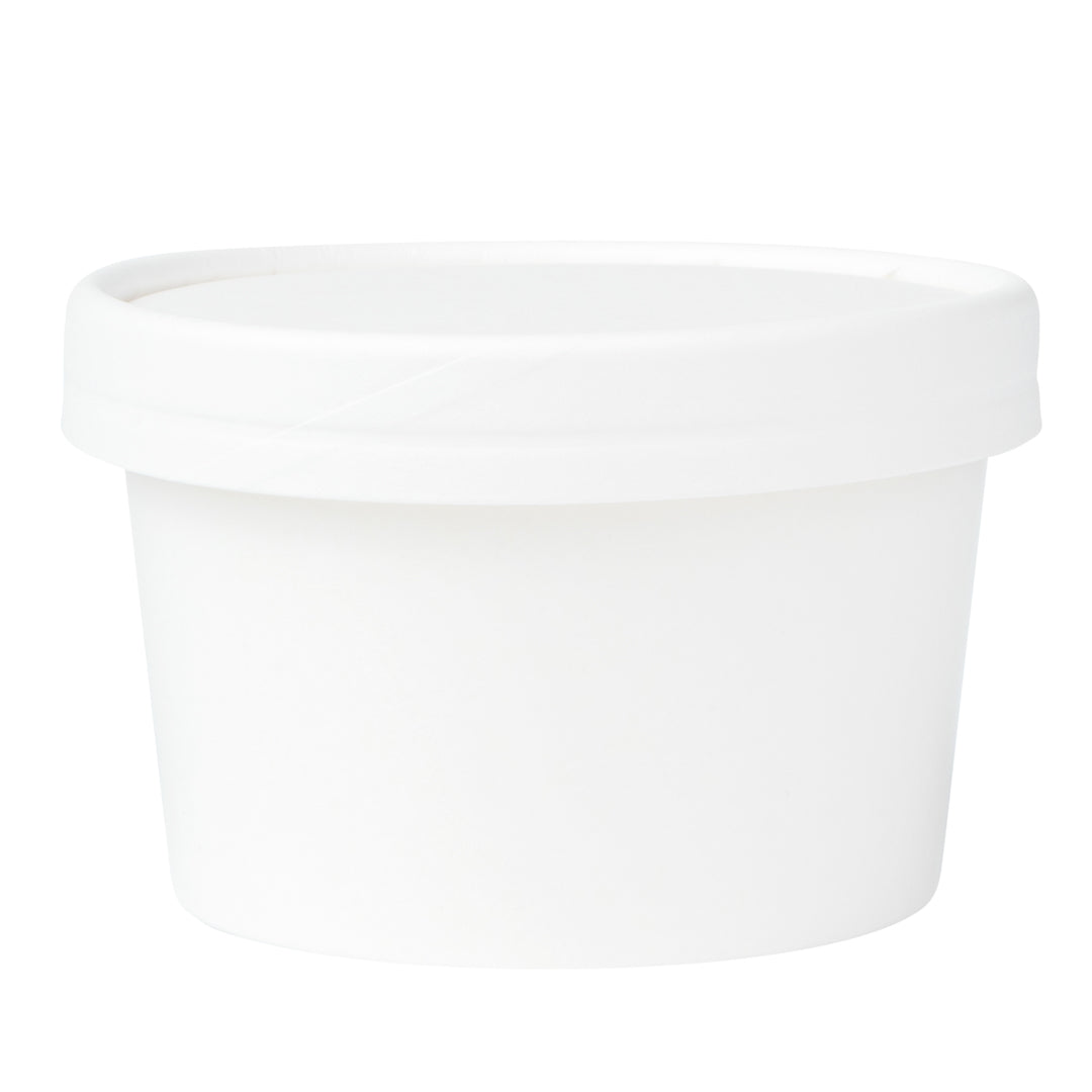 Coppetta Round White Paper To Go Cup Lid - Fits 5 oz - 3 1/2" x 3 1/2" x 1/2" - 50 count box