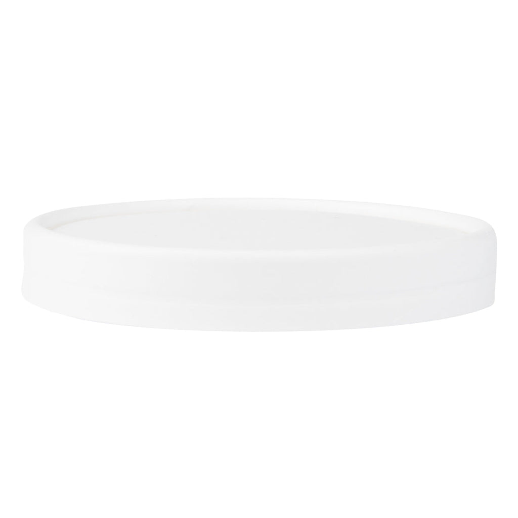Coppetta Round White Paper To Go Cup Lid - Fits 5 oz - 3 1/2" x 3 1/2" x 1/2" - 50 count box