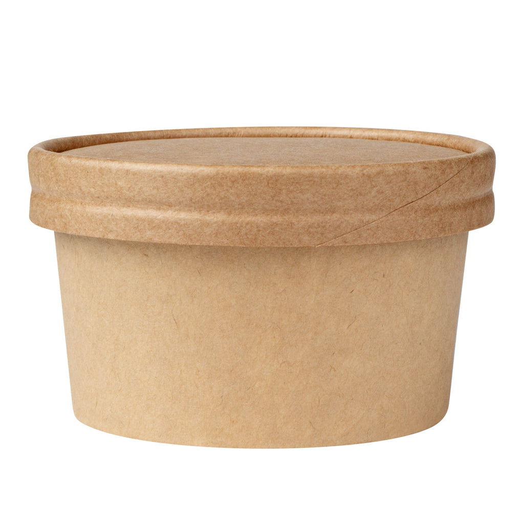 Coppetta Round Kraft Paper To Go Cup Lid - Fits 8 oz - 3 3/4" x 3 3/4" x 1/2" - 200 count box
