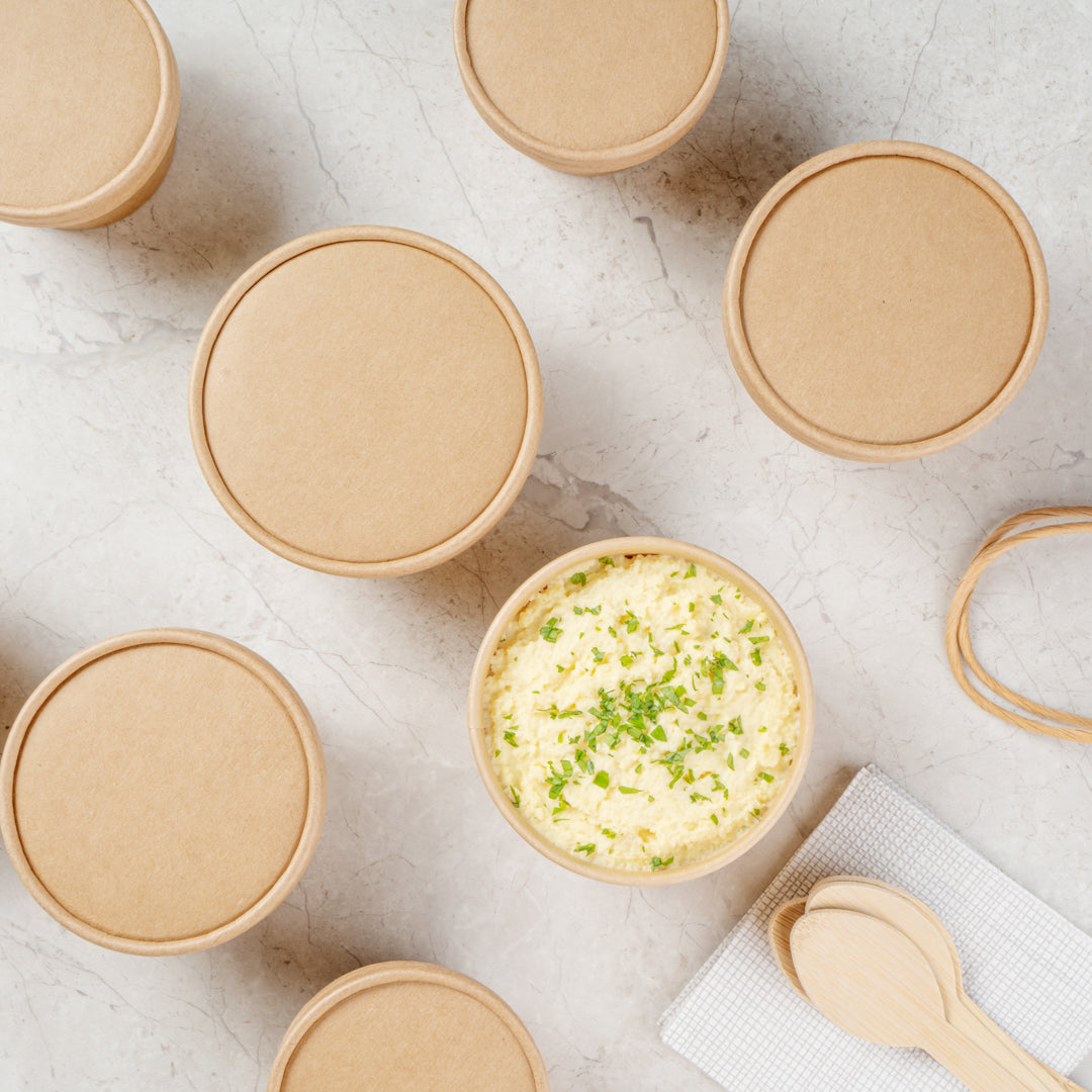 Coppetta Round Kraft Paper To Go Cup Lid - Fits 8 oz - 3 3/4" x 3 3/4" x 1/2" - 200 count box