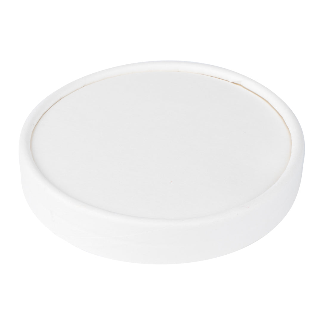 Coppetta Round White Paper To Go Cup Lid - Fits 8 oz - 50 count box