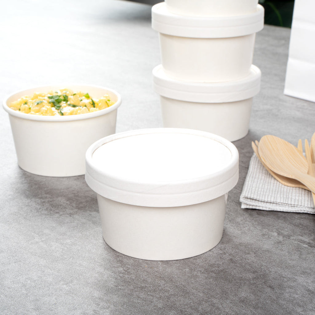 Coppetta Round White Paper To Go Cup Lid - Fits 8 oz - 50 count box