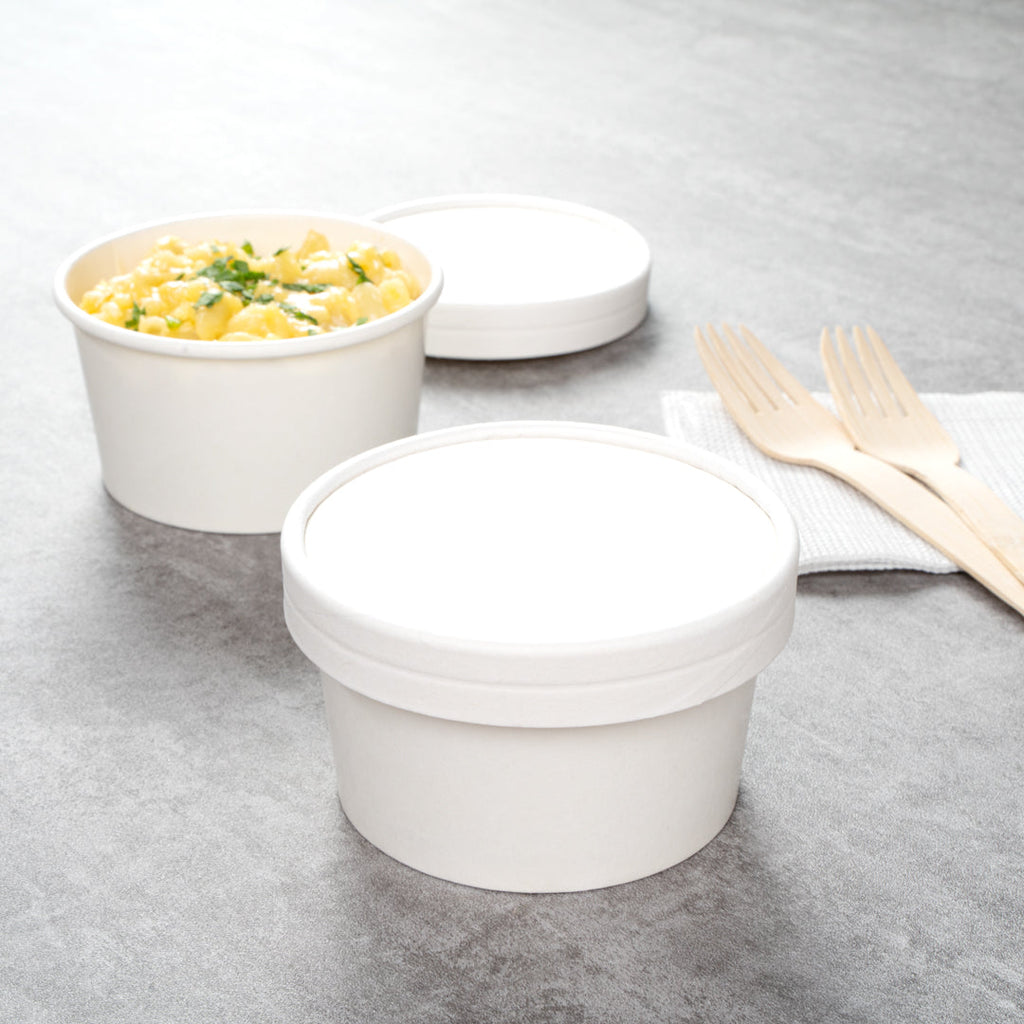 Coppetta Round White Paper To Go Cup Lid - Fits 8 oz - 50 count box