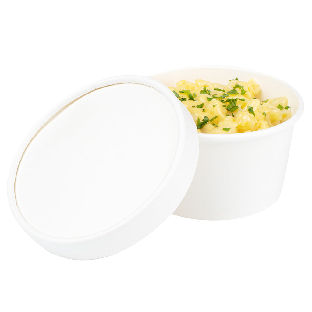 Coppetta Round White Paper To Go Cup Lid - Fits 8 oz - 200 count box