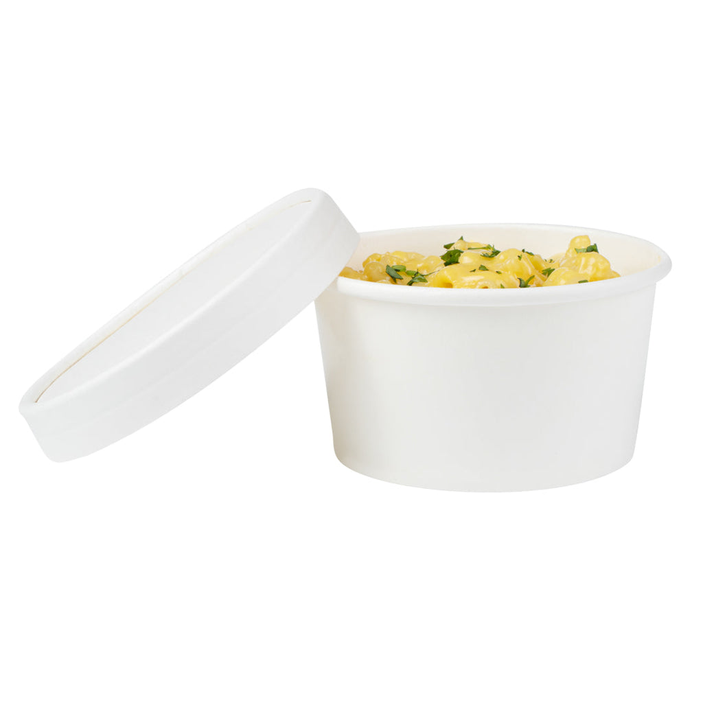 Coppetta Round White Paper To Go Cup Lid - Fits 8 oz - 200 count box