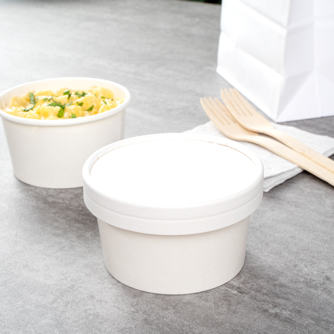 Coppetta Round White Paper To Go Cup Lid - Fits 8 oz - 200 count box