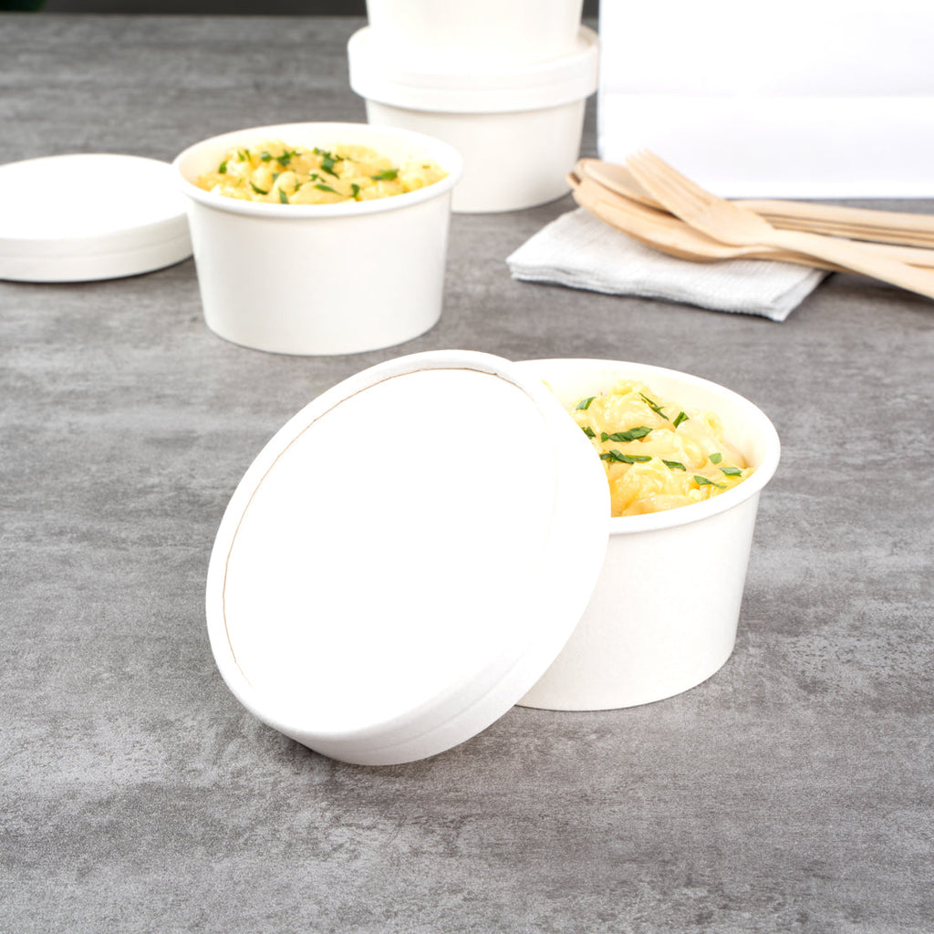 Coppetta Round White Paper To Go Cup Lid - Fits 8 oz - 200 count box